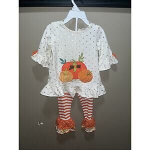Rare Editions Girls Size2T Pumpkin Fall Long Sleeve Top And Matching Pants